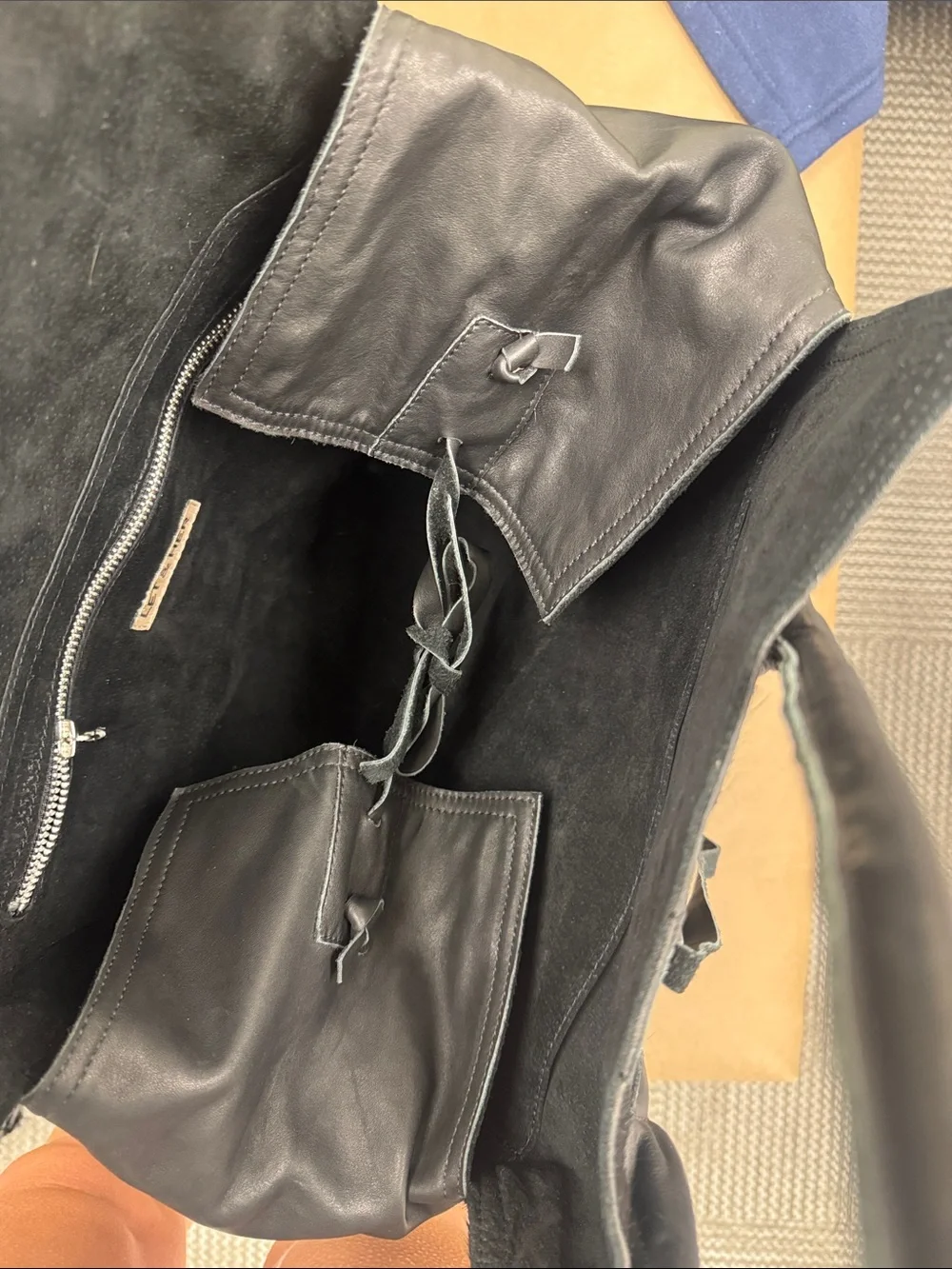 Let & Her Large Black Calfskin & Leather Large Satchel Bag